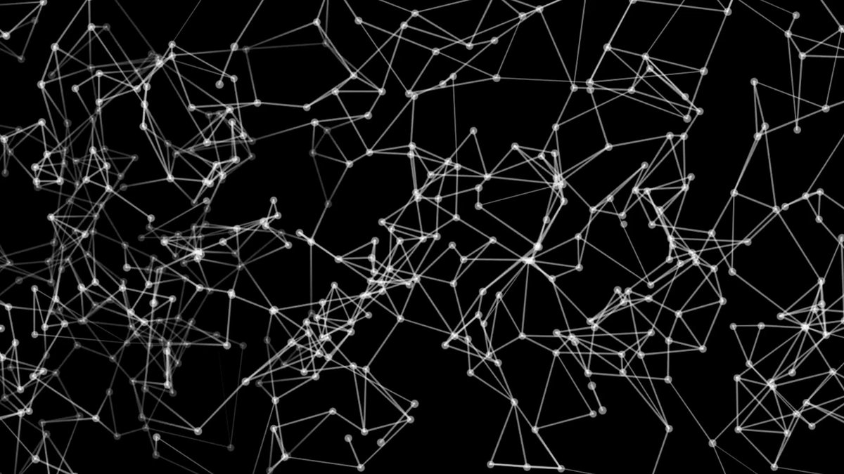 The image features a black background with numerous white lines and dots scattered across it, creating an abstract pattern that resembles a network of connections or lines of thought. The text "CEO Charles Allen recently joined The Big Biz Show" is written above this pattern, indicating that the image was taken during a discussion on the CLARITY Act in relation to blockchain technology.