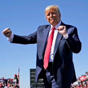 Donald Trump is shown in this image, which is related to a Kalshi trader prediction of a 15% chance of him creating a "National BTC Reserve" before 2027.