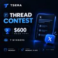 A small promotional graphic for a 'THREAD CONTEST' by T0SER with a $600 prize pool, featuring an X logo.