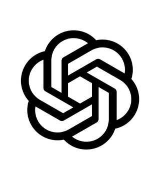 A black outline of the OpenAI ChatGPT logo, representing the AI tool referenced in the post as the resource the FBI agent allegedly used to plan his escape to Portugal with stolen cryptocurrency.
