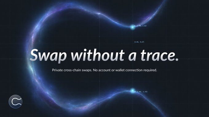 The image features a blue curve that appears to be floating in space, with text written below it that reads "Curvy Swap. Choose what you're sending, what you want to receive, and where the funds should arrive." The curve seems to represent an abstract concept or idea related to cryptocurrency trading or blockchain technology.
