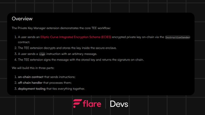 The image shows an updated version of the Flash Key Management Extension Guide written by the author, which provides more details about using the Key Management Extension to securely store keys and pass them along between parties through the Key Storage Exchange (KSE). In this new guide, the focus is on streamlining the developer's workflow and reducing the need for manual checks out of separate tee-proxy repos. The user can now create an instance of the KEE server from within their code and extend its key management to store keys securely through the KEE exchange.