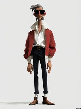 This image shows a stylized character with slicked-back gray hair, sunglasses, and a retro outfit, embodying the "new character unlocked" theme of the post. The character's unique design and confident pose suggest a reference that fans of a particular style or franchise would recognize.