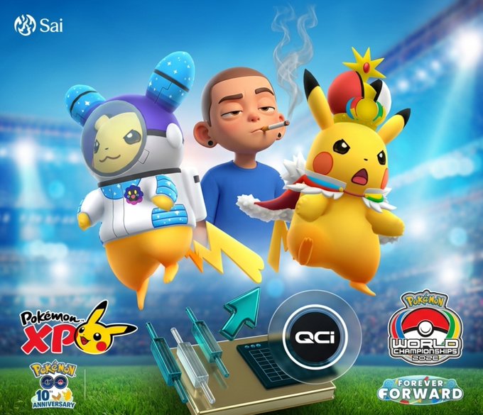 A colorful promotional graphic for the Pokémon World Championships 2026 featuring a character with Pikachu and another Pikachu in an astronaut suit, along with logos for Pokémon XP, the 30th anniversary, and the World Championships 'Forever Forward' branding.