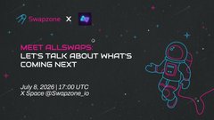 A promotional graphic for a Snapspace x event with text "MEET ALL SAID X", "LET'S TALK ABOUT WHAT'S COMING NEXT", and the date "July 8, 2026 | 17:00 UTC", featuring an astronaut illustration.