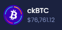 The image shows a vertical cryptocurrency chart displaying price volatility with a color-gradient heatmap and white candlestick patterns against a dark blue background. It appears to illustrate the price discrepancy mentioned in the post, where $ICP-related ckBTC is stuck around $76k while Bitcoin trades at $81k, visually highlighting the gap between the pegged token and its underlying asset.