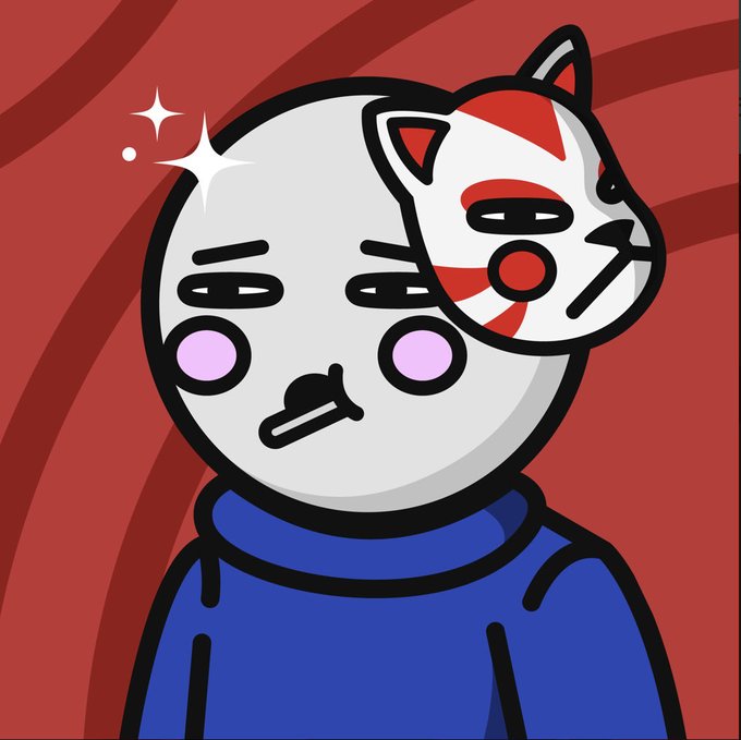 A cartoon character with a bored, unimpressed expression wears a white fox/Kitsune mask on the side of their head against a red backdrop, humorously representing a long-term crypto holder who has minted but never sold their SpaceRidersXYZ NFT. The character's skeptical, weary expression perfectly matches the post's message about patient "diamond hands" still holding from day one despite market ups and downs.