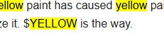 The image shows text reading "Yellow paint has caused yellow pa...e it. $YELLOW is the way." with the word "yellow" highlighted multiple times in yellow, promoting the $YELLOW memecoin by referencing the concept of yellow paint in video games as a guide to objectives.