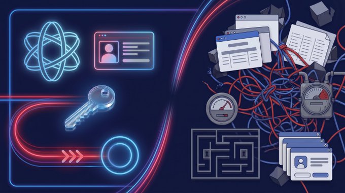 The image features two different scenes with neon blue elements against a dark background. The first scene shows a key and a maze, while the second scene displays a gas token and a slot machine. The posts seem to be related to the concept of onboarding for an app or service, as they are described in terms that could apply to both scenarios.