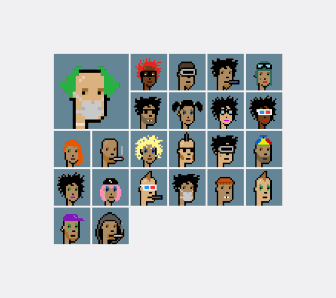 A pixel art grid displaying the classic 'mfw' (my face when) reaction meme template with a bald man covering his face, surrounded by various other pixelated character faces.