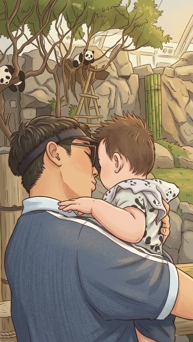 The image features a man holding a baby, with both of them looking at each other affectionately. The caption for this image reads "Happy Father's Day! I wish you'd switch your interest from Pandas to $BTC someday." This message is related to the post because it seems that the creator of the image wants to convey a humorous or playful message about the importance of investing in Bitcoin, which is often associated with the cryptocurrency market. The man holding the baby and the reference to Bitcoin are juxtaposed in this image as an unconventional way to make a statement on Father's Day.
