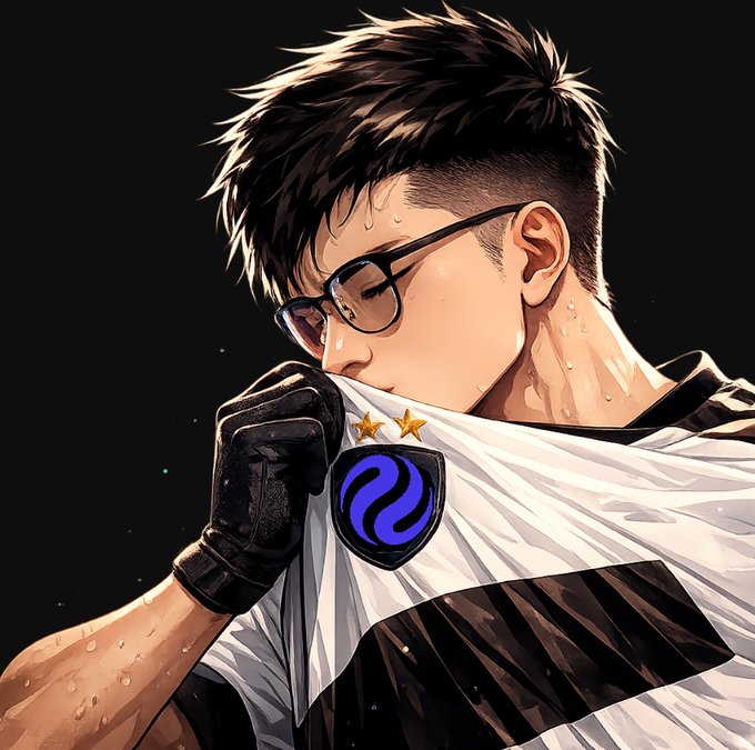 An anime-style illustration of a sweaty, bespectacled young man lifting his white and black jersey—which bears the Injective logo and two gold stars—to wipe his face, symbolizing the dedication and effort behind his achievement of becoming a Nomi Ambassador and reaching Rank 2 active in the InjectiveVN community.