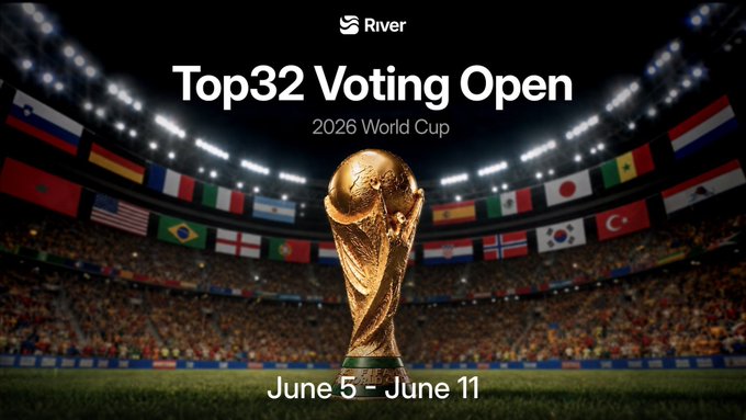 The image features a large golden trophy with the text "Top 32 voting Open" written above it. The trophy is placed against a backdrop of a stadium filled with people watching a soccer game, which suggests that this event could be related to the World Cup. The image also includes a caption about the stock market and mentions that the company has been investing in marketing campaigns for the World Cup.