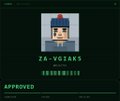 A pixel art profile shows a character with dark hair, labeled "ZA-VQ1AKS" with the username "SHERDHISK" and marked as "APPROVED."