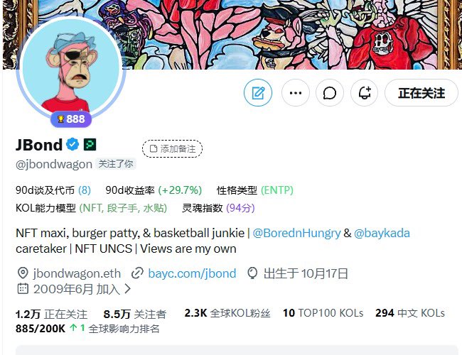 The image features a post by a user named JBond on a social media platform. The post includes a link that takes viewers to an article about apes being followed and liked by big accounts, specifically mentioning Chinese apes. In the context of the post, JBond seems to be sharing information or perhaps discussing the content of this blog post with others.