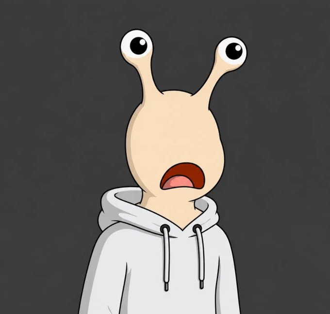 A cartoon illustration of a character with large eyes on stalks wearing a gray hoodie, displaying a surprised expression.