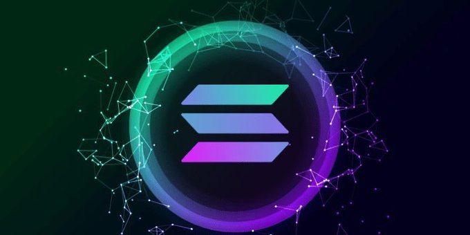 The image features a logo with a purple, blue, and green color scheme that resembles a circle. The logo includes an "S" at its center, which could be interpreted as a symbol for Solr or a social media platform. Below the logo, there is text that reads "300$ Solr or USDT Giveaway  like+rt+ Follow @Solradarx and me". This suggests that the image might be related to an advertisement or promotion for a social media platform or a giveaway on Solr.