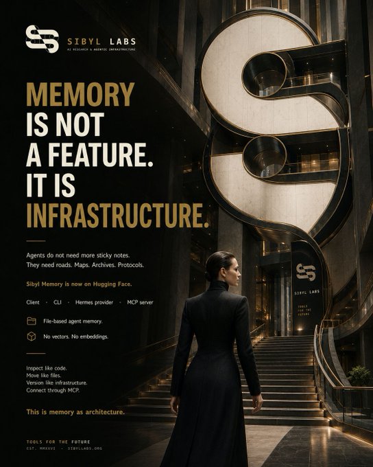 The image features a woman standing in front of a building, with an advertisement for SIBYL Labs promoting their memory service. The text on the poster emphasizes that memory is not a feature but rather a tool for architects to enhance their designs. It also highlights the benefits of using SIBYL Labs' memory service, such as increased productivity and better-designed projects.