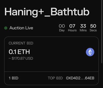 !"Haning + Bathtub", "auction live", "0 hour", "03:47", "50 min", "05:53", and "53 sec".