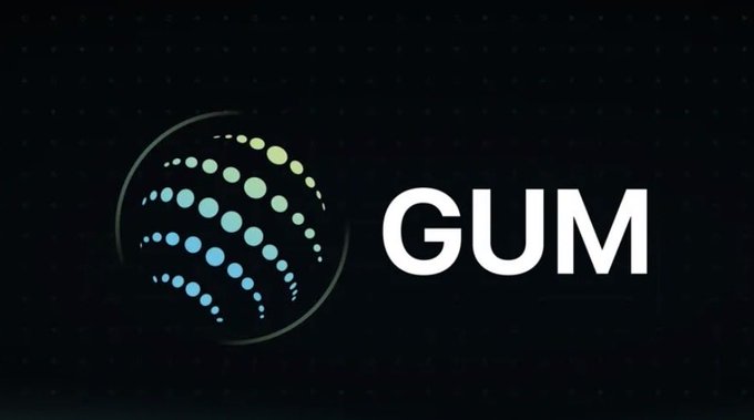 A logo image displaying a stylized globe made of green and blue dots next to the word "GUM" in white text on a black background.