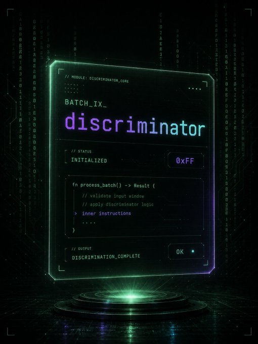 The image features a green square with the words "Discriminator" written on it, along with some code or instructions inside of it. The background appears to be black, but there are some white text elements that stand out against this backdrop. The image also contains a reference to the site "bornfroma new byte".