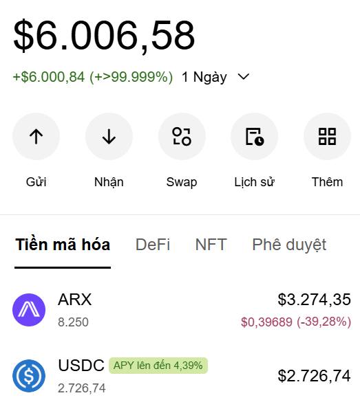 In the image, there is an advertisement for a cryptocurrency called ARX. The advertisement includes several ARX coins listed at $3.75 each or $0.50 each as part of its offering, indicating that users can potentially make a profit from these coins through airdrop. The text also mentions that the USDC (UsdC) and Astyen (afy) are two of the listed coins for ARX. Users who own or invest in any of these coins might have their rewards earned during an initial cryptocurrency trading event called an "au." This advertisement aims to inform potential users about the crypto token offering from USDC, highlighting that the USDC airdrop is nearly out of funds but still has a few winners left among those who participated.