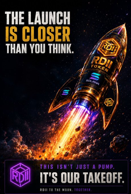 The image features a poster for a cryptocurrency called Solana, which has a rocket ship flying through space with the text "The launch is closer than you think." The poster also includes a statement about the countdown of a new project and mentions that it's not just a pump but their takeoff as well.!