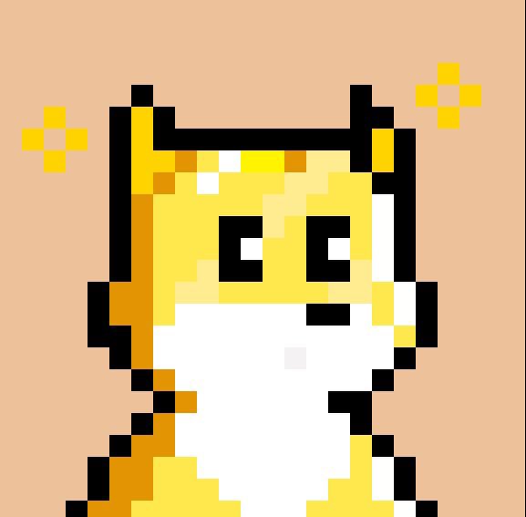 A pixel-art fox with orange and white fur and pointed ears sits against a peach background decorated with yellow cross-shaped sparkles, representing the 3,333 pixelated Foxes NFT collection launching on Robinhood, as referenced in the accompanying "GET FOXED" promotional post.