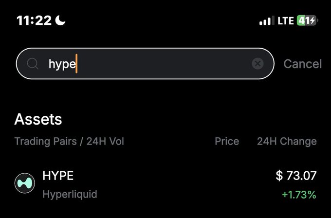 The image shows a close-up view of a computer screen displaying information about trading pairs and their prices for a specific cryptocurrency named "HYPE" (Hypnotic Liquid). The focus of the image is on the cell phone's search bar where users can look up various things related to the trading of this particular cryptocurrency. It seems that the user wants to know more about hypnosis or how to find information on trading pairs and their prices in Hypnotic Liquid.