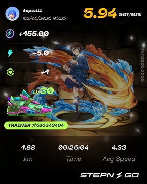 The image shows a fitness tracking app with a person's progress displayed, including their speed and time spent exercising. The app also has a character from a video game that can be used for training purposes. The post includes a caption about the app and its features, as well as an image of the character in action within the game.