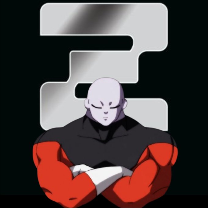An anime-style illustration depicts Jiren from Dragon Ball Super standing with arms crossed in front of a large silver Solana (SOL) logo on a black background.