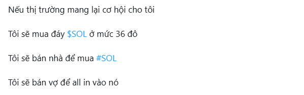 The image shows a webpage with text written in Vietnamese, which translates to "Sol" as shown below. The text includes different pieces of information that could be related to the Bitcoin or cryptocurrency market, such as tips for investing or a quote about Bitcoin.