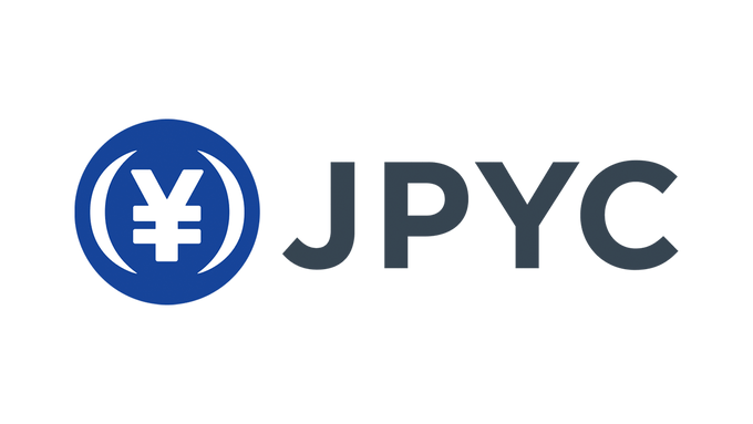 A logo featuring a blue circle with a white yen symbol (¥) inside parentheses, accompanied by the dark blue text "JPYC" to the right.