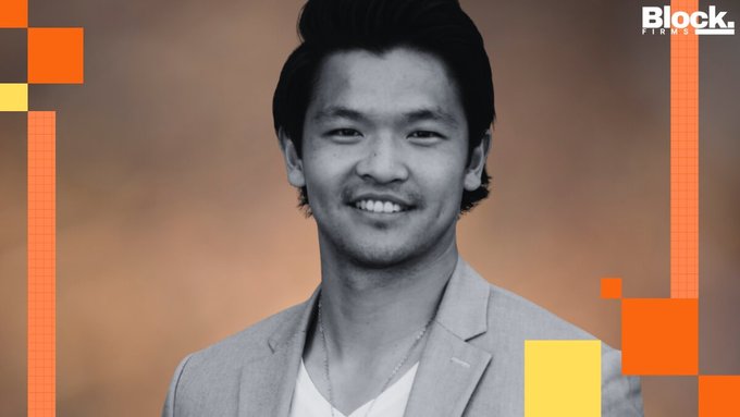 Image 9: A black and white portrait of a smiling man in a grey blazer and white shirt, with a "Block. FIRMS" logo in the top right corner.