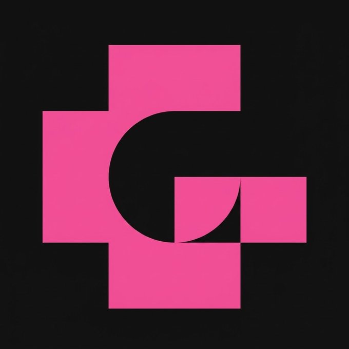 A bold pink and black logo composed of geometric blocks forming a stylized letter "C" with a smaller circular "c" beside it. The minimalist branding pairs with the post's mention of "CZ," serving as a visual emblem tied to the crypto figure referenced in the trading anecdote.