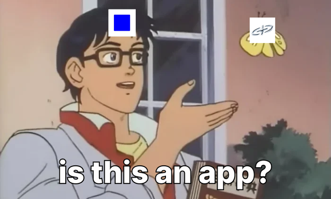 An anime character with glasses gestures toward a butterfly, asking "is this an app?" in white text at the bottom. The image serves as a meme illustrating the post's message about decommissioning the Sophon Chain—suggesting the "butterfly" (the chain) was a fleeting experiment rather than a viable product.