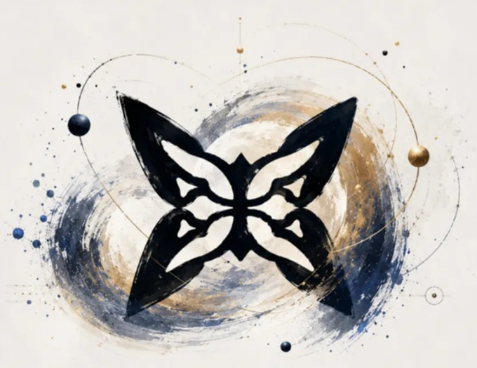The image features a graphic design composed of various elements including a black butterfly rendered in black color and a gold star in gold color against a white background with some splotches of blue color around them. The butterflies are positioned at different points in the image, creating an overlapping effect that adds visual interest. At the top left corner, there is a watermark that reads "quipnetwork". In this context, the design might be interpreted as a creative representation or an artistic expression related to computing and technology.