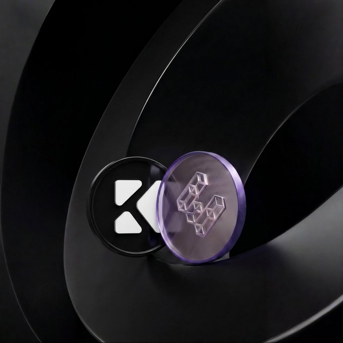A 3D rendering of two coin-like objects against a black swirling background, one featuring a triangular logo and the other displaying a purple 3D 'W' symbol.