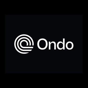 The Ondo Finance logo displayed in white on a dark background, featuring its distinctive circular swirl design.