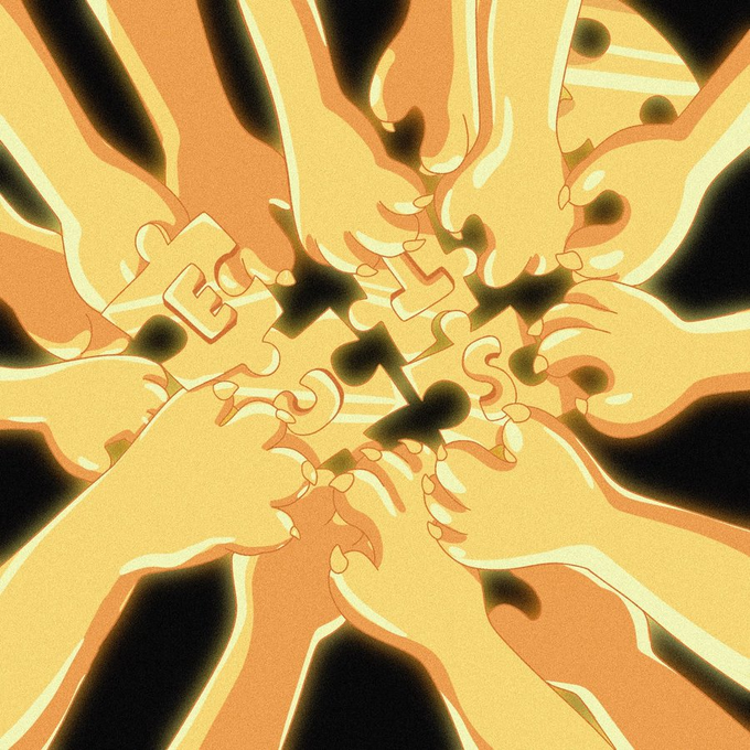 A stylized illustration shows many hands and yellow ticket-like shapes reaching toward the center, echoing the phrase “I just want to win $cets with you.” The word “CETS” is prominently visible across the tickets.