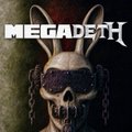 A dark image featuring a skull with cat ears and chains, with the text 'MEGADETH' displayed at the top.