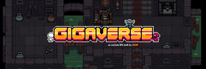The image features a banner for a video game called Gigverse, which appears to be an action-adventure game with a focus on racing. The game's title is displayed at the top of the banner along with the game's name. Below this, there are two lines of text that read "Gigaverse @playgigaverse持有 Gigling NFT 即可参赛", which indicates that the game supports NFTs and can be purchased as a digital item. The image also includes an illustration of a car, suggesting that the game involves racing elements.