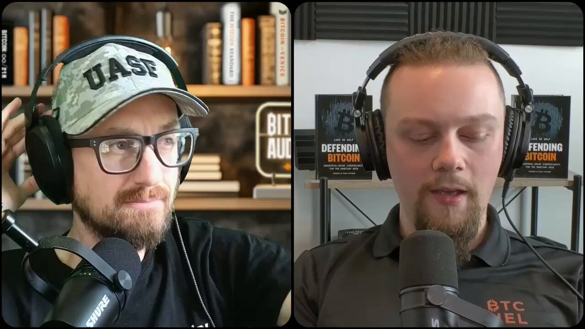 The image shows two men wearing headphones, with one man speaking into a microphone while the other listens attentively. The background features a bookshelf filled with various books, suggesting that they might be discussing a topic related to literature or research. The caption reads "so dumb to treat hardforks as default-equal in your" and "nobody knows what's gonna happen", which could possibly be an analysis of the current state of Bitcoin mining or a discussion about the importance of understanding the intricacies of cryptocurrency technology.

The image also contains text that says "bit aud", which might be related to the podcast they are discussing, but it is unclear if this is directly connected to their conversation. The overall atmosphere seems to be one of intellectual curiosity and engagement as the two men explore a topic together through their headphones and microphones.