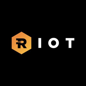 Riot logo displayed as an orange hexagon with a black 'R' on a black background with 'IOT' text.