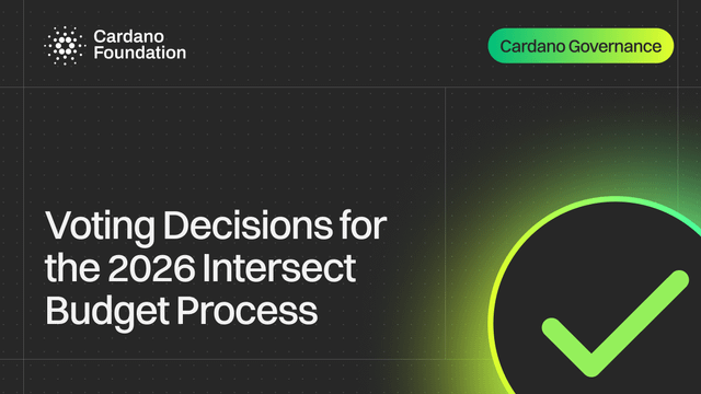 The image features a black background with white text that reads "Voting Decisions for the 2026 Intersect Budget Process". The text is centered, making it easy to read. There are two green checkmarks placed next to each other on the right side of the image, which appear to be the main visual elements in the post.