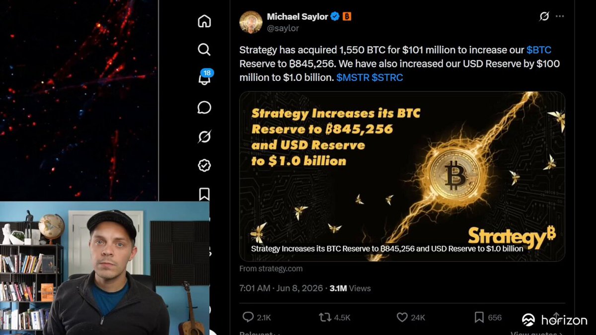 In this image, a man wearing a baseball cap is giving a live streaming presentation. He is surrounded by various bookshelves filled with books of different sizes and colors. The main focus of his presentation appears to be Bitcoin trading strategy, as indicated in the caption provided above him. In addition to the strategy, he also talks about the value of Bitcoins increasing from $1.0 per Bitcoin to over $13.0 per Bitcoin by 2021, and how these Bitcoins are being used for trading. The man emphasizes that their value is soaring due to the strategy, which seems to be dominating the market at the moment.