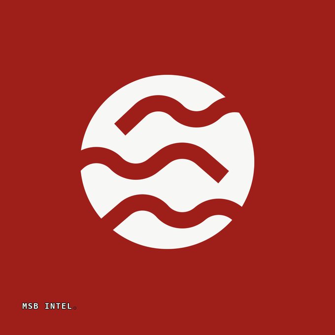 A logo on a dark red background featuring a white circle with three red wavy lines across it, labeled 'MSB INTEL®' in the bottom left corner.