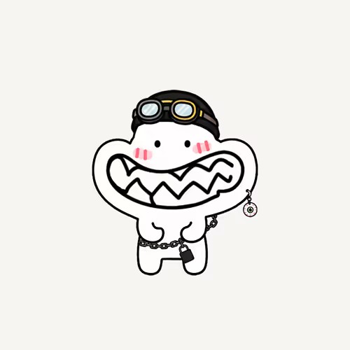 The image features a white character with black hair, wearing a hat and goggles, standing against a plain background. The character appears to be smiling or laughing, possibly due to the presence of a chain around its neck. The caption reads "Gloob #9297 has been sold for 0.014 WETH". This suggests that someone might have purchased this character from an online marketplace, and it is now being used as part of a promotional post on social media platforms or other digital channels.