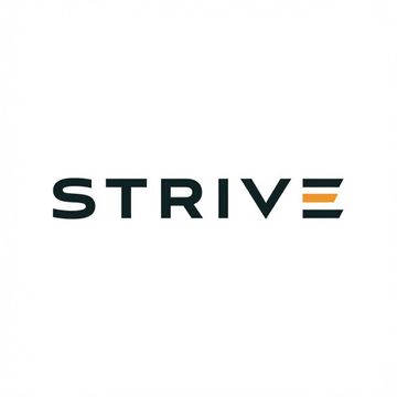 The word "STRIVE" is displayed in bold black letters with an orange accent on the letter "E" against a white background.