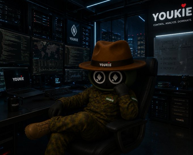The image features a cartoon character dressed as a man wearing a hat, sitting at a desk with a computer monitor behind him. The character appears to be a person or a robot, possibly from the Youku channel. In front of the character is a keyboard, and there are multiple monitors on the wall in the background. A cup can also be seen placed nearby.

The post includes text that reads: "To my parents: I'M SORRY THE DREAM IS TAKEN LONGER THAN I PromiseED, BUT I'VE NOT missed A COOKY-ON-THE-ROAD ALARM." The character seems to be contemplating the content of the post.